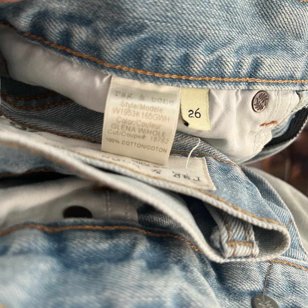 rag & bone Glena Whole Blue Justine Ripped Distressed Jean Short 26 - Picture 3 of 8